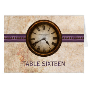 Antique Clock Table Number Card, Purple