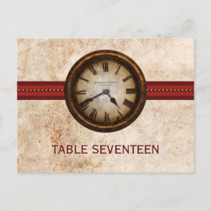 Antique Clock Table Number Postcard, Red Postcard