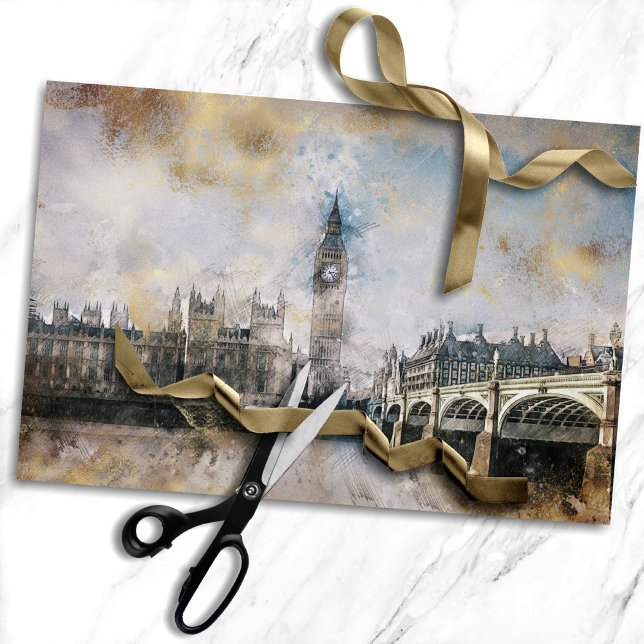 Antique Clock Tower | Steampunk Big Ben Decoupage Tissue Paper (Creator Uploaded)