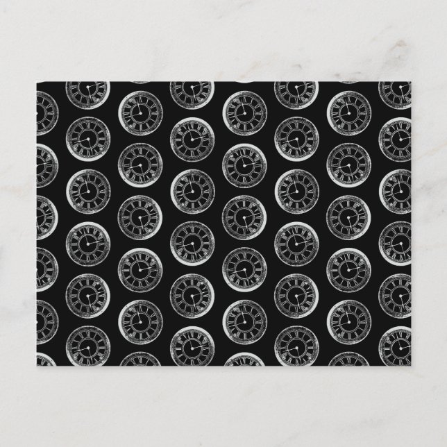 Antique Clocks Print Pattern Vintage Clock Art Postcard (Front)