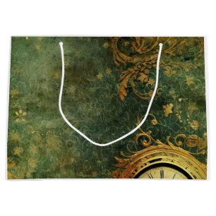 Antique Clockwork Emerald Green Steampunk Large Gift Bag