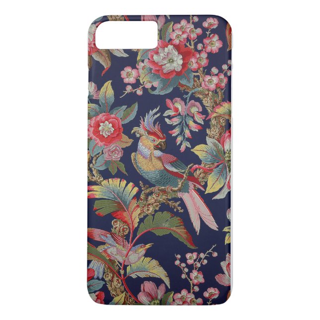 Antique Cockatoo Parrot with Flowers Case-Mate iPhone Case (Back)