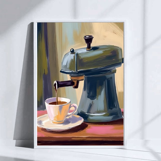 Antique Coffee Machine Latte Watercolor Poster (Creator Uploaded)