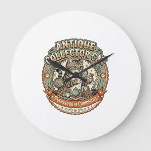 Antique Collector Cat Antique Collector Cat Vintag Large Clock