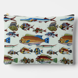 Antique Colorful Exotic Fish Natural History Print Accessory Pouch