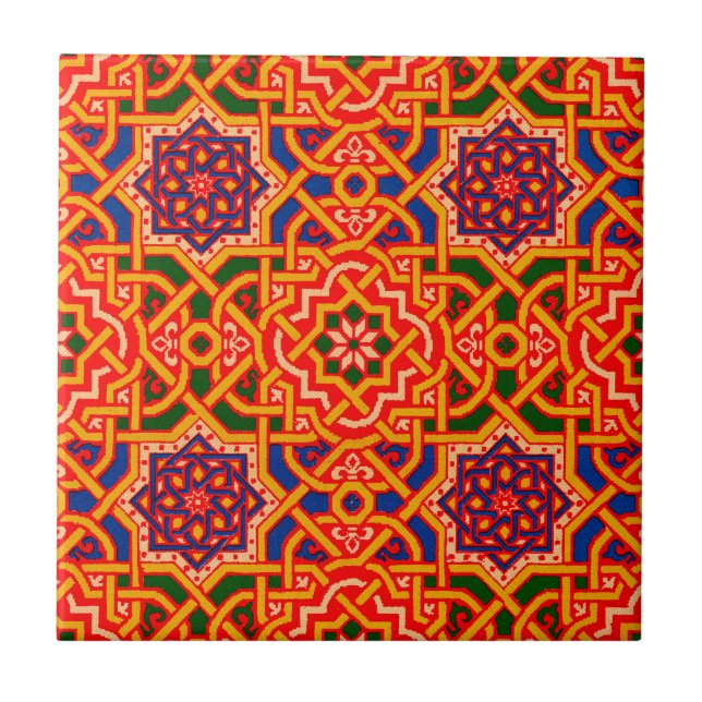 Antique Colourful Carpet Print Ceramic Tile (Front)