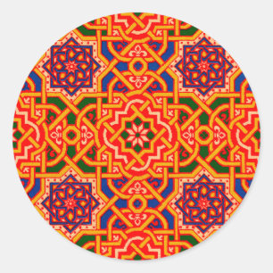 Antique Colourful Carpet Print Classic Round Sticker