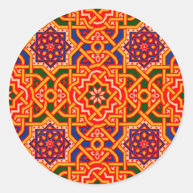Antique Colourful Carpet Print Classic Round Sticker (Front)