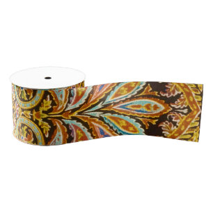 Antique Colourful Floral Pattern Grosgrain Ribbon