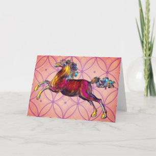 Antique Colourful Illustrated Horse Note Card