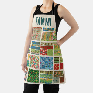 Antique Colourful Patchwork Custom Monogram Name Apron