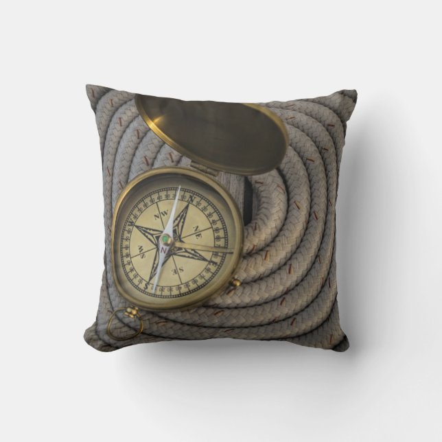 Antique Compass On Sailboat Deck Cushion (Front)