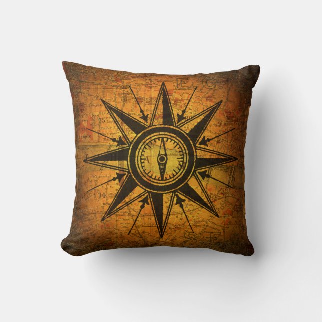 Antique Compass Rose Cushion (Front)