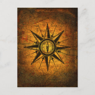 Antique Compass Rose Postcard
