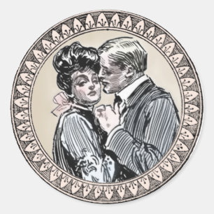 Antique Couple Romance Wedding Vintage Love Classic Round Sticker