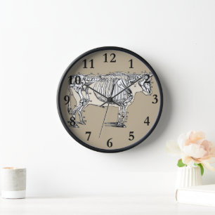 Antique Cow Skeleton Bones Fun Clock