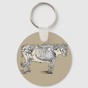 Antique Cow Skeleton Bones Fun Key Ring