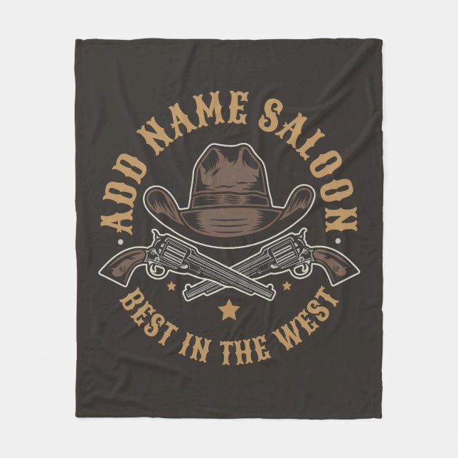 Antique Cowboy Guns ADD NAME Old Wild West Saloon  Fleece Blanket (Front)