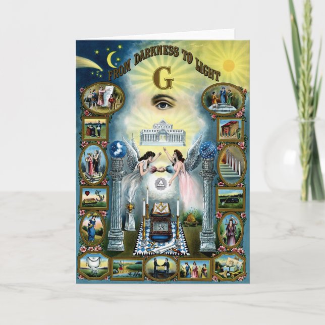 Antique Craft Freemasonry Masonic Hazen Card (Front)