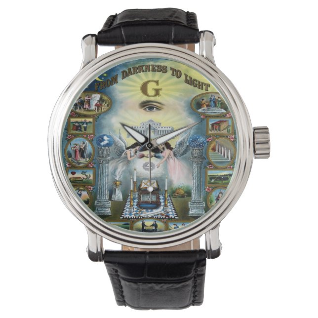 Antique Craft Freemasonry Masonic Hazen Poster Watch (Front)