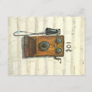 antique crank pay phone postcard