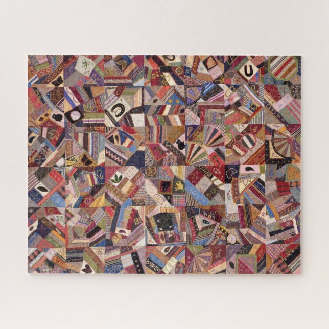 Antique Crazy Quilt Pattern - Folk Art Crafty Fun Jigsaw Puzzle (Horizontal)