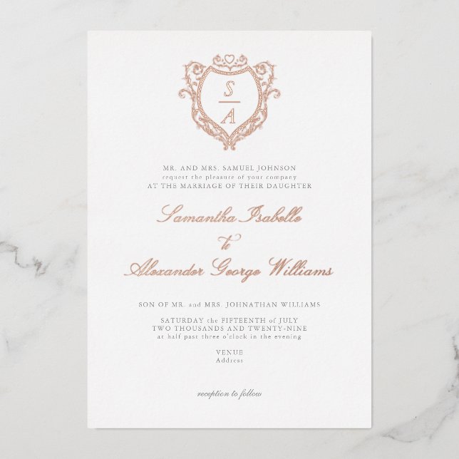 Antique Crest Minimalist Vintage Monogram Wedding (Front)