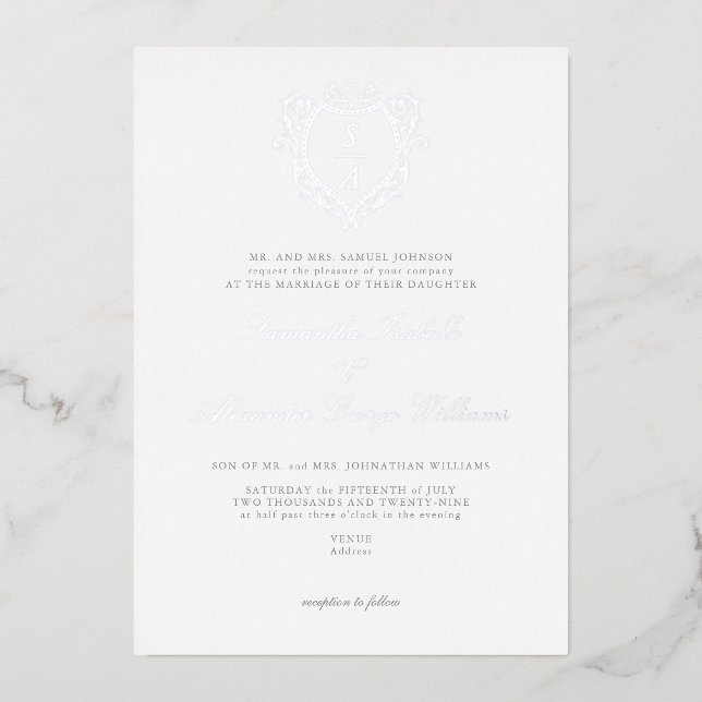 Antique Crest Minimalist Vintage Monogram Wedding (Front)