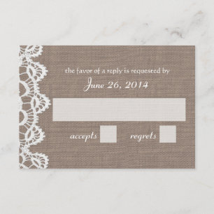 Antique Crochet Lace and Burlap RSVP Card