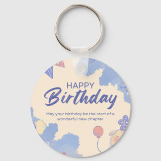 antique culture happy birthday key ring