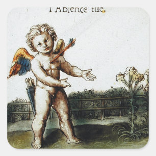 Antique Cupid Love Missing You Otto Van Veen Square Sticker