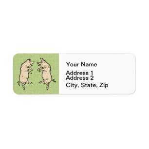 Antique Dancing Pigs: Whimsical Vintage Piggy Jig  Return Address Label