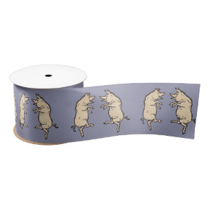 Antique Dancing Pigs: Whimsical Vintage Piggy Jig Satin Ribbon