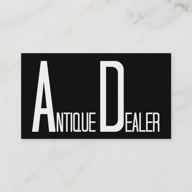 Antique Dealer Black and White Business Card (Front)