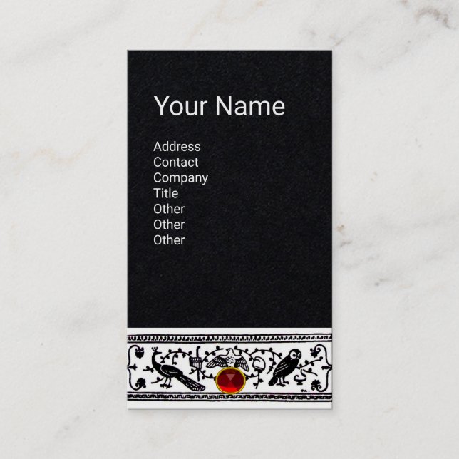 ANTIQUE DECOR,ANIMALS,RED RUBY,White, Black Paper Business Card (Front)