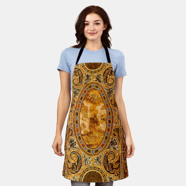 Antique Decorative Italian Gemstone Pattern Apron (Worn)