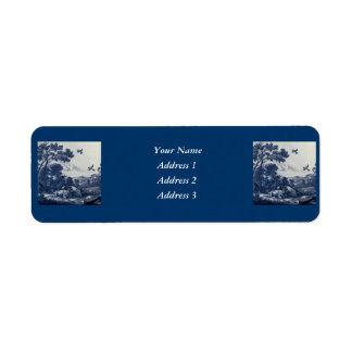 Antique Delft Blue Tile - Cattle and Birds Return Address Label