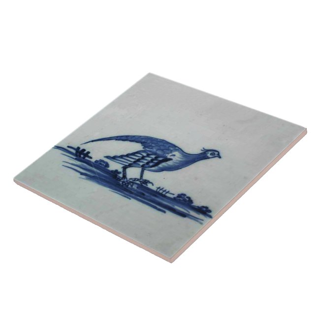 Antique Delft Blue Tile - Grouse in the Grass (Side)