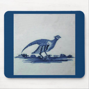 Antique Delft Blue Tile - Grouse in the Grass Mouse Pad