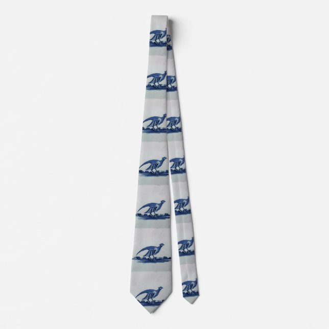 Antique Delft Blue Tile - Grouse in the Grass Tie (Front)