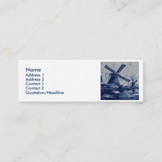 Antique Delft Blue Tile - Windmills by the Water Mini Business Card