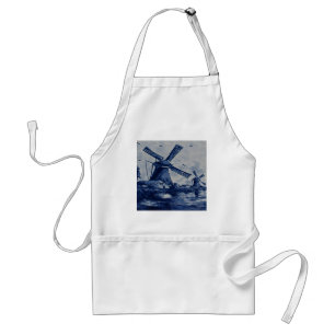 Antique Delft Blue Tile - Windmills by the Water Standard Apron