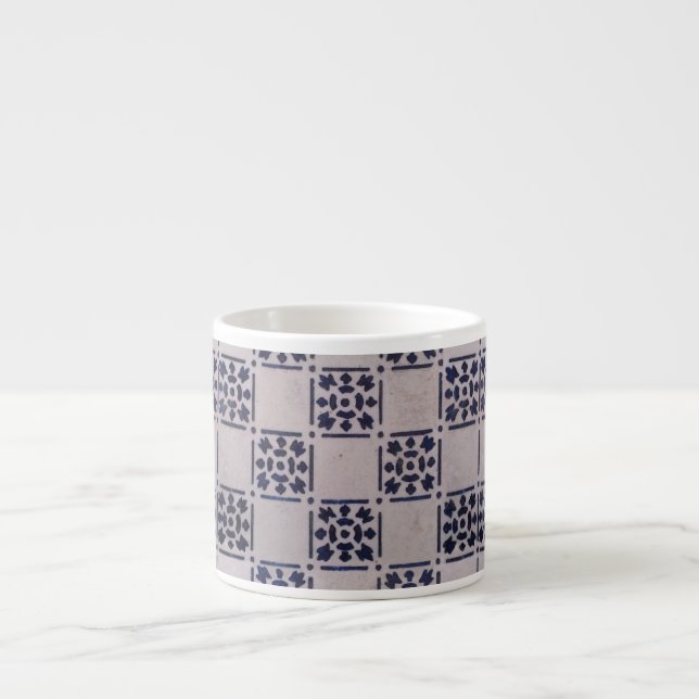 Antique Delft Blue White Pattern Dutch Tile Espresso Cup (Front)