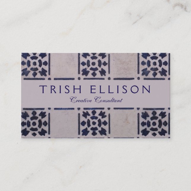 Antique Delft Tile Blue: Classic Dutch Art Pattern Business Card (Front)
