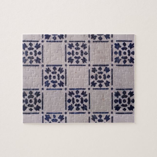 Antique Delft Tile Blue: Classic Dutch Art Pattern Jigsaw Puzzle (Horizontal)