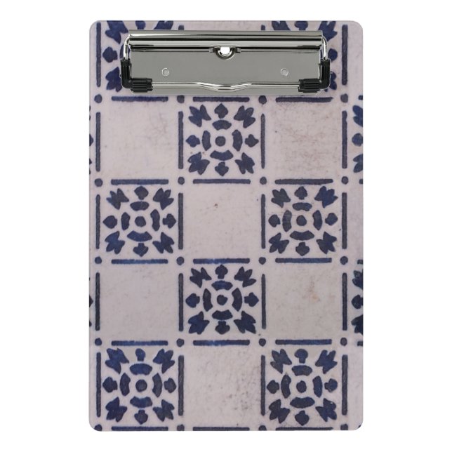Antique Delft Tile Blue: Classic Dutch Art Pattern Mini Clipboard (Front)