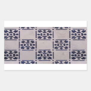 Antique Delft Tile Blue: Classic Dutch Art Pattern Rectangular Sticker