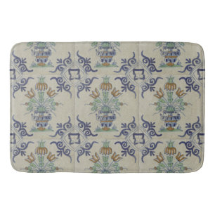 Antique Delft Tile Dutch Tulip Vase: Blue and Gold Bath Mat