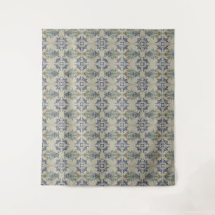 Antique Delft Tile Dutch Tulip Vase: Blue and Gold Tapestry