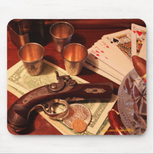 Antique derringer pistol in gambling set up photo mouse pad